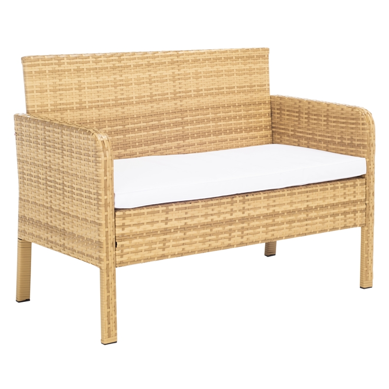 Safavieh Aboka 4Pc Wicker and Rattan Living Set in Natural / White