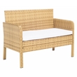 Safavieh Aboka 4Pc Wicker and Rattan Living Set in Natural / White