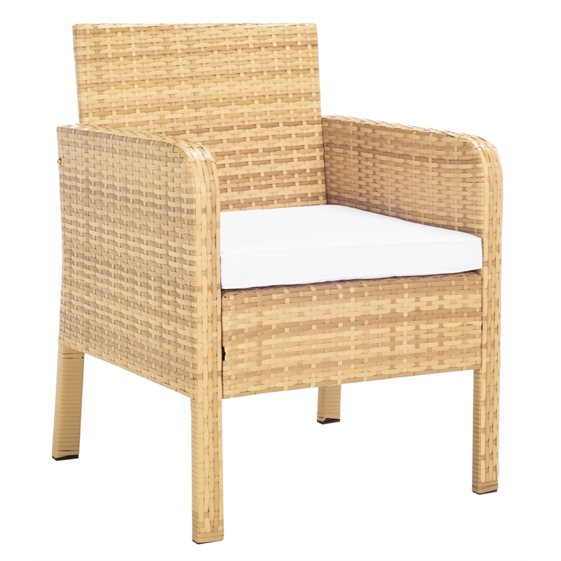 Safavieh Aboka 4Pc Wicker and Rattan Living Set in Natural / White