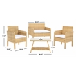 Safavieh Aboka 4Pc Wicker and Rattan Living Set in Natural / White