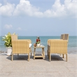 Safavieh Aboka 4Pc Wicker and Rattan Living Set in Natural / White