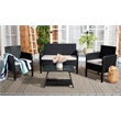 Safavieh Aboka 4Pc Wicker and Rattan Living Set in Black / Light Gray