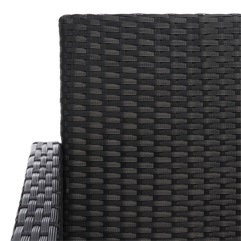 Safavieh Aboka 4Pc Wicker and Rattan Living Set in Black / Light Gray