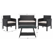 Safavieh Aboka 4Pc Wicker and Rattan Living Set in Black / Light Gray