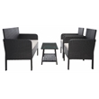 Safavieh Aboka 4Pc Wicker and Rattan Living Set in Black / Light Gray