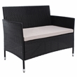 Safavieh Bandele 4Pc Wicker and Rattan Living Set in Black / Light Gray
