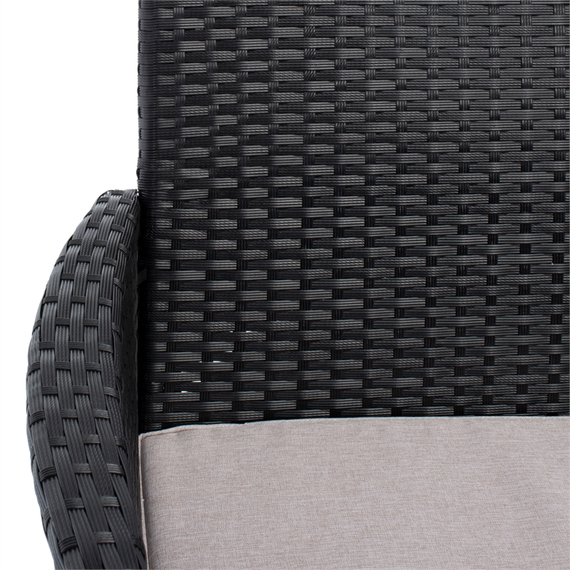 Safavieh Bandele 4Pc Wicker and Rattan Living Set in Black / Light Gray