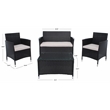 Safavieh Bandele 4Pc Wicker and Rattan Living Set in Black / Light Gray