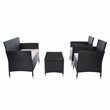 Safavieh Bandele 4Pc Wicker and Rattan Living Set in Black / Light Gray