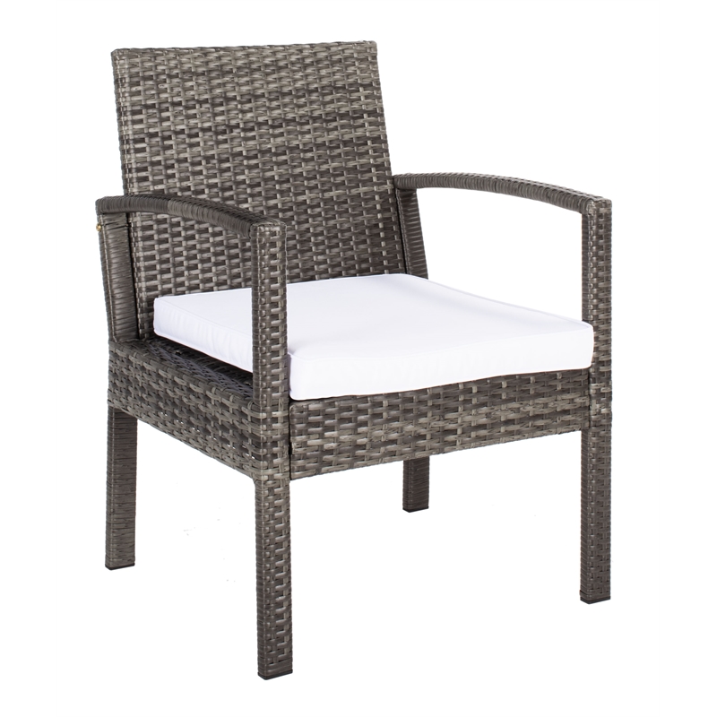 Safavieh Bassey 4Pc Wicker and Rattan Living Set in Gray / Brown / White