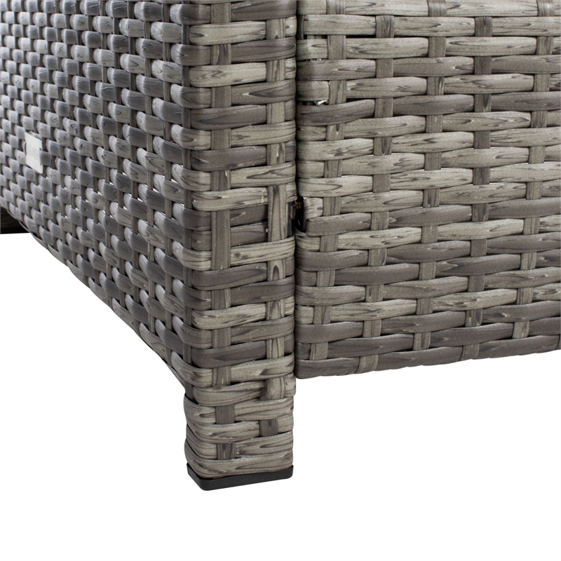 Safavieh Vellor 4 Pc Wicker and Rattan Living Set in Gray / Brown / White