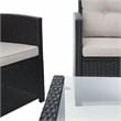 Safavieh Vellor 4 Pc Wicker and Rattan Living Set in Black / Light Gray