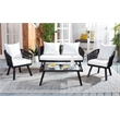 Safavieh Belmi 4Pc Rope and Steel Living Set in Black / Beige