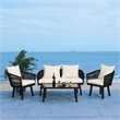 Safavieh Belmi 4Pc Rope and Steel Living Set in Black / Beige