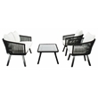 Safavieh Belmi 4Pc Rope and Steel Living Set in Black / Beige