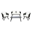 Safavieh Belmi 4Pc Rope and Steel Living Set in Black / Beige