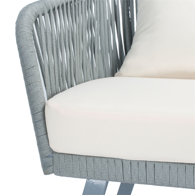 Safavieh Jorda 4Pc Steel and Fabric Living Set in Gray / Beige
