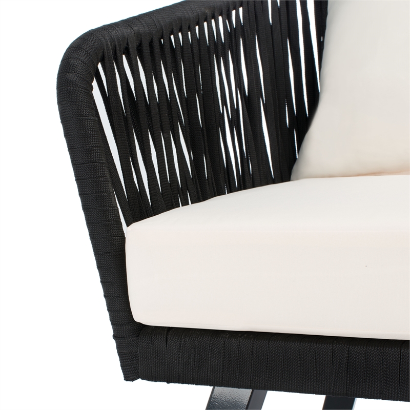 Safavieh Jorda 4Pc Steel and Fabric Living Set in Black / Beige