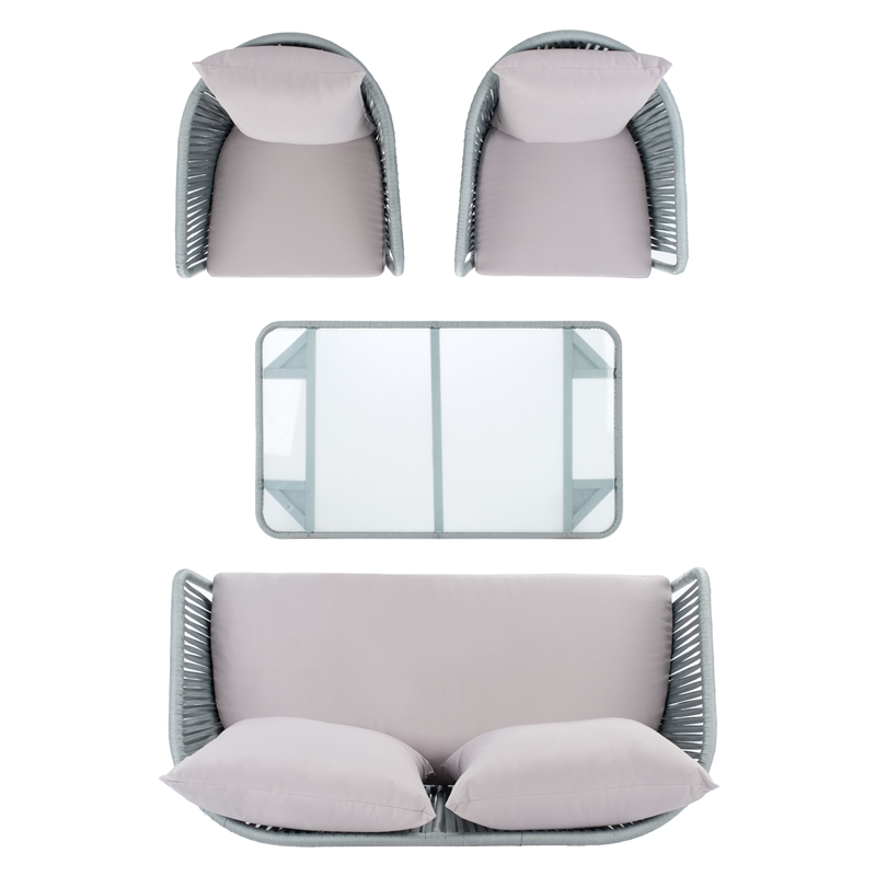 Safavieh Jorda 4Pc Steel and Fabric Living Set in Gray / Gray