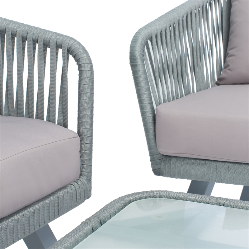 Safavieh Jorda 4Pc Steel and Fabric Living Set in Gray / Gray
