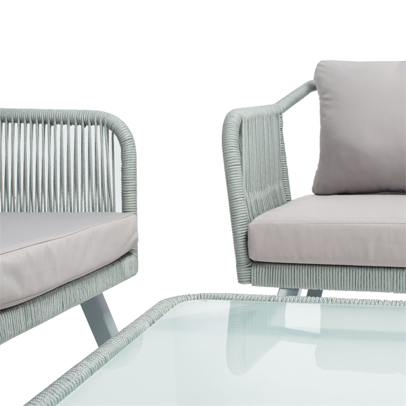 Safavieh Torsla 4Pc Steel and Fabric Living Set in Gray / Gray