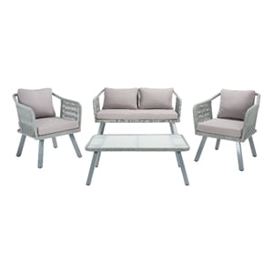 Safavieh Torsla 4Pc Steel and Fabric Living Set in Gray / Gray