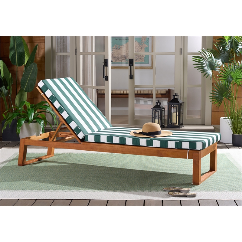 Safavieh Sophie Wood Lounger  in Natural /  Green