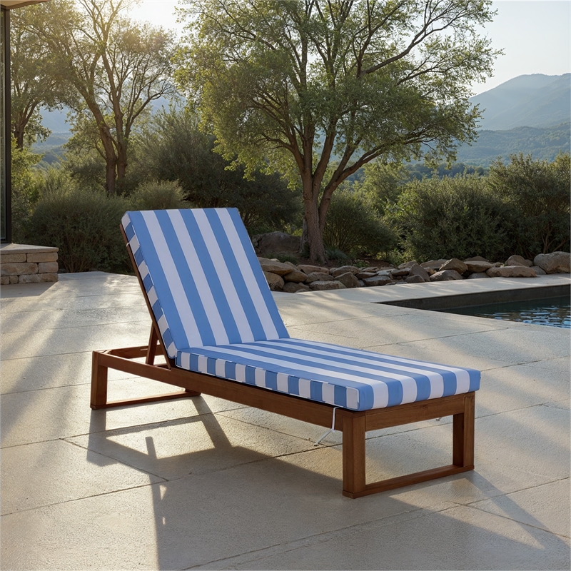 Safavieh Sophie Wood Lounger in Natural / Baby Blue