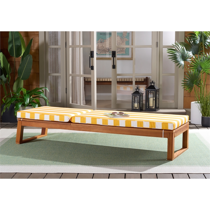 Safavieh Sophie Wood Lounger in Natural / Yellow