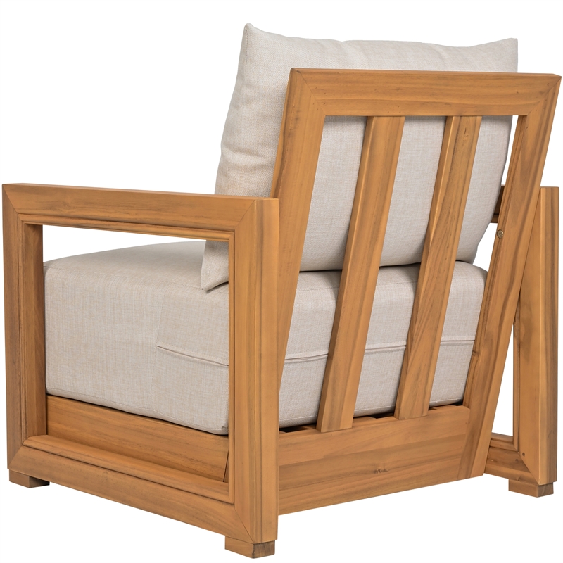 Safavieh Jackson Wood Armchair  in Natural / Taupe