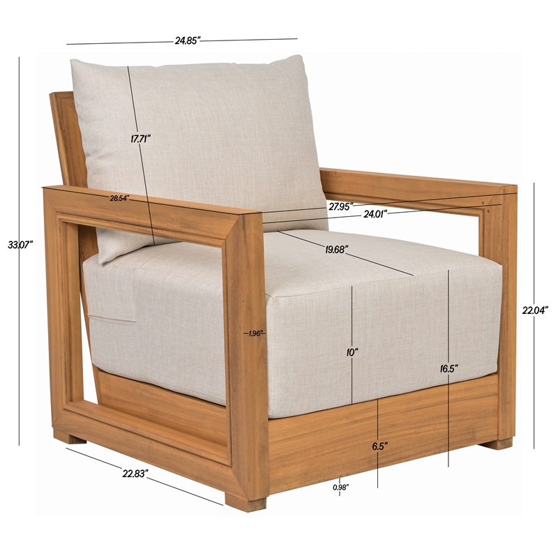 Safavieh Jackson Wood Armchair  in Natural / Taupe