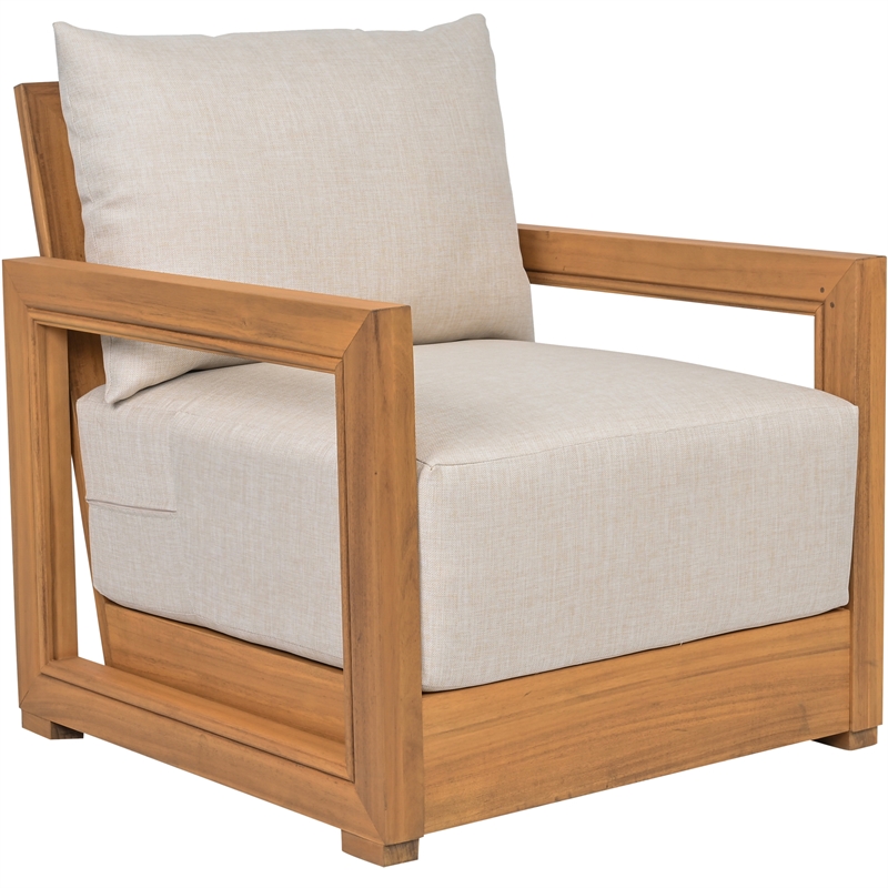 Safavieh Jackson Wood Armchair  in Natural / Taupe