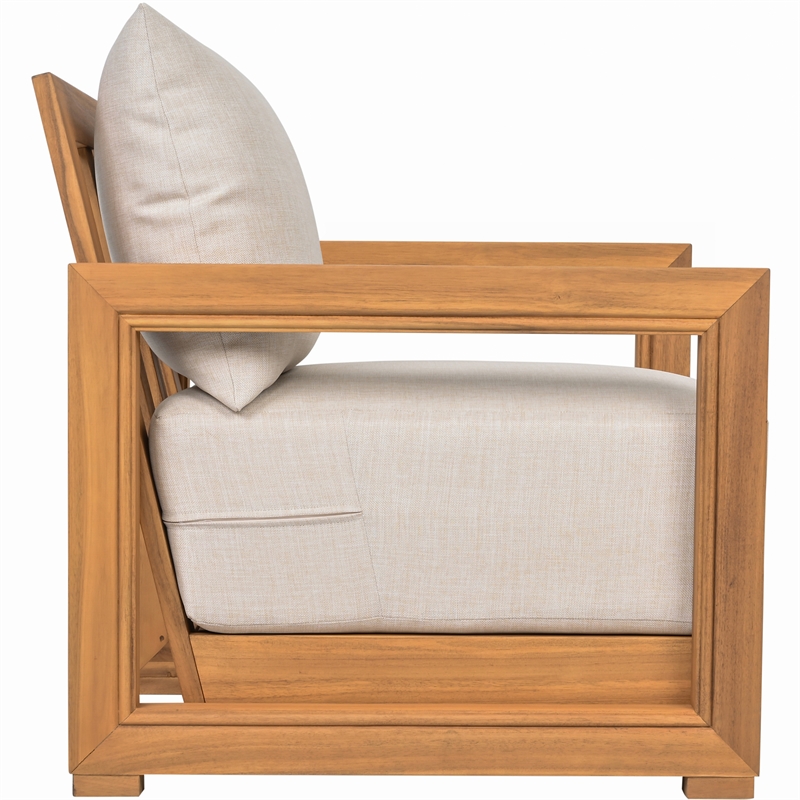 Safavieh Jackson Wood Armchair  in Natural / Taupe