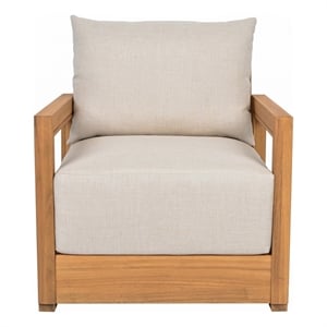 Safavieh Jackson Wood Armchair  in Natural / Taupe
