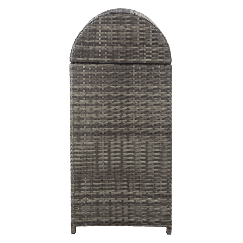 Safavieh Serapis Wicker and Rattan Trash Bin in Gray / Brown