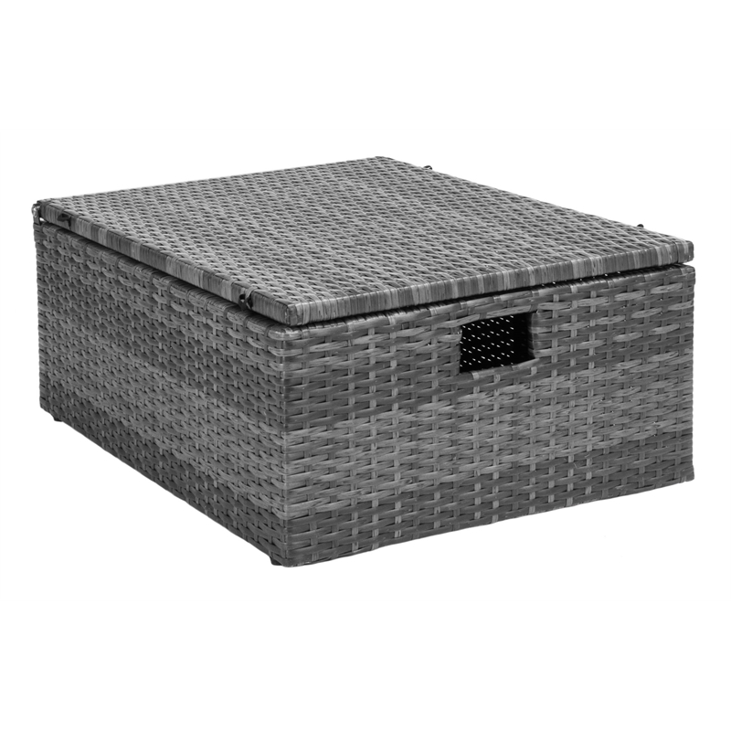 Safavieh Pramla Wicker and Rattan Sette w/Ottoman in Gray / Brown / White