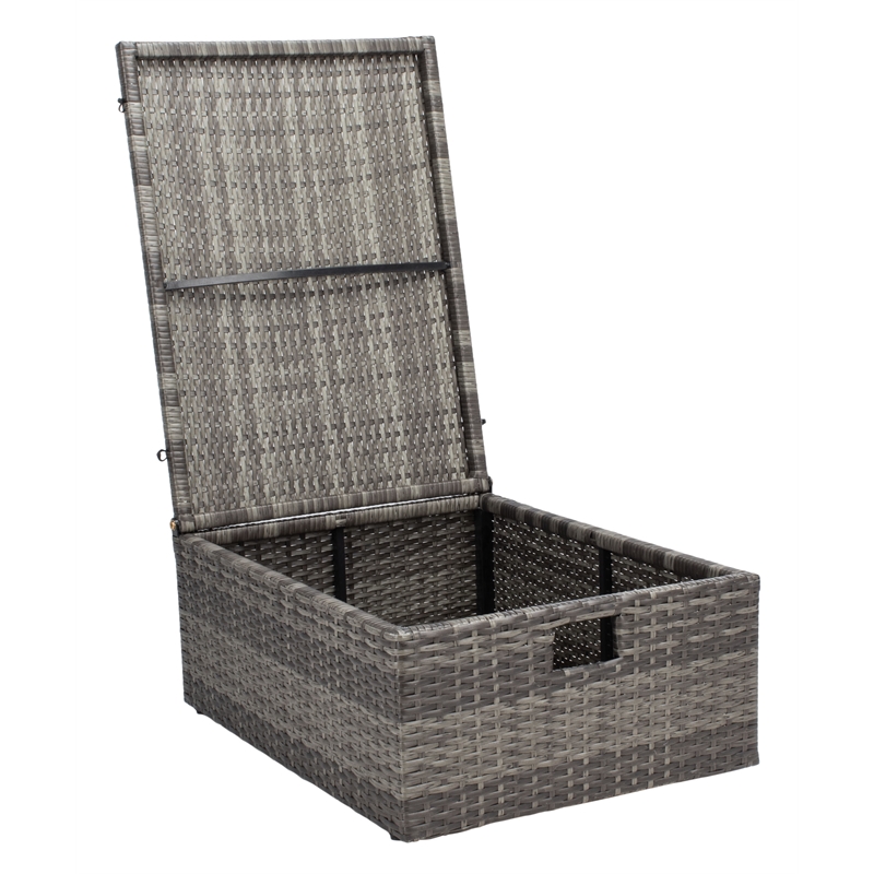 Safavieh Pramla Wicker and Rattan Sette w/Ottoman in Gray / Brown / White