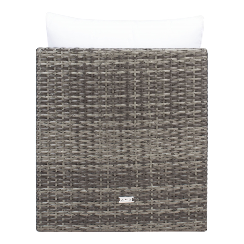 Safavieh Pramla Wicker and Rattan Sette w/Ottoman in Gray / Brown / White