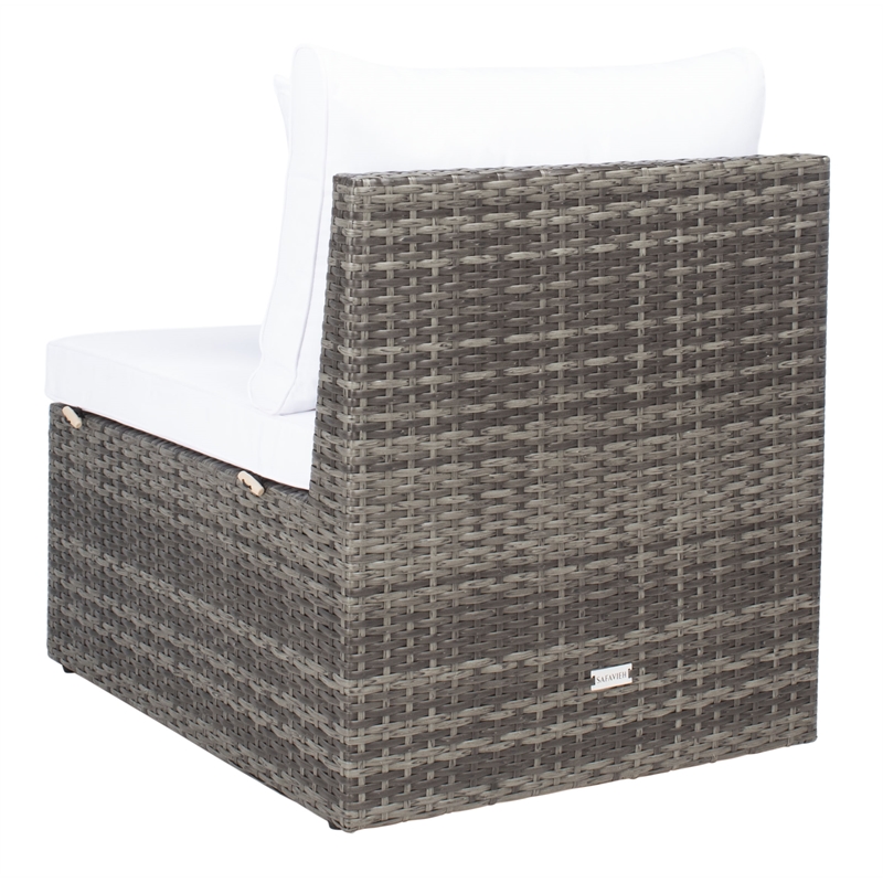 Safavieh Pramla Wicker and Rattan Sette w/Ottoman in Gray / Brown / White