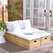 Safavieh Pramla Wicker and Rattan Sette w/Ottoman in Natural / White