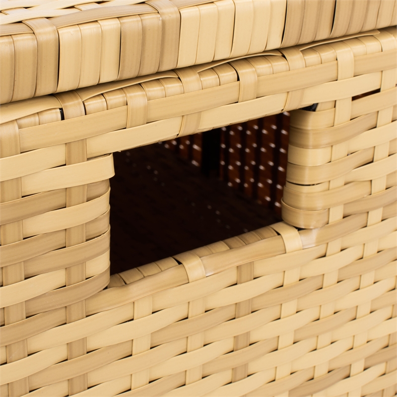 Safavieh Pramla Wicker and Rattan Sette w/Ottoman in Natural / White
