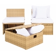 Safavieh Pramla Wicker and Rattan Sette w/Ottoman in Natural / White