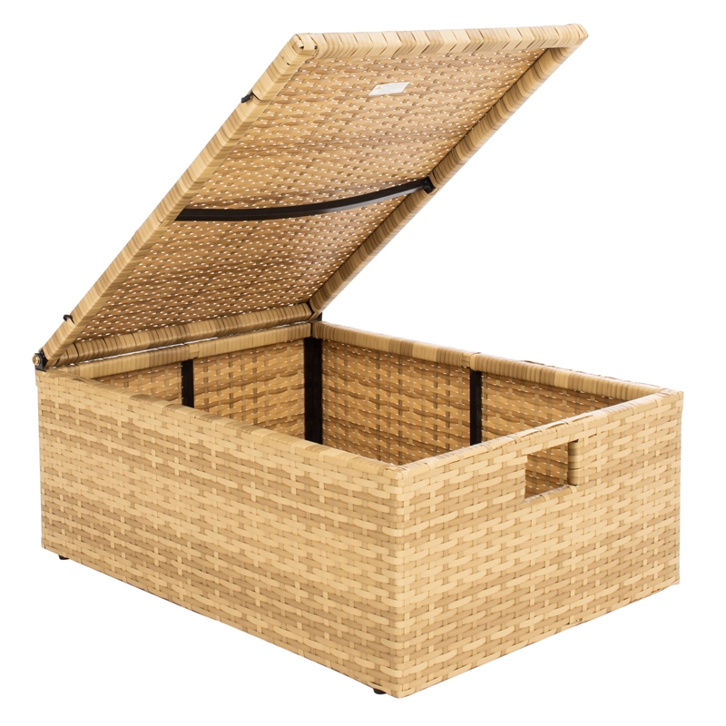 Safavieh Pramla Wicker and Rattan Sette w/Ottoman in Natural / White