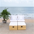 Safavieh Pramla Wicker and Rattan Sette w/Ottoman in Natural / White