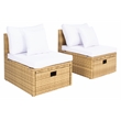 Safavieh Pramla Wicker and Rattan Sette w/Ottoman in Natural / White