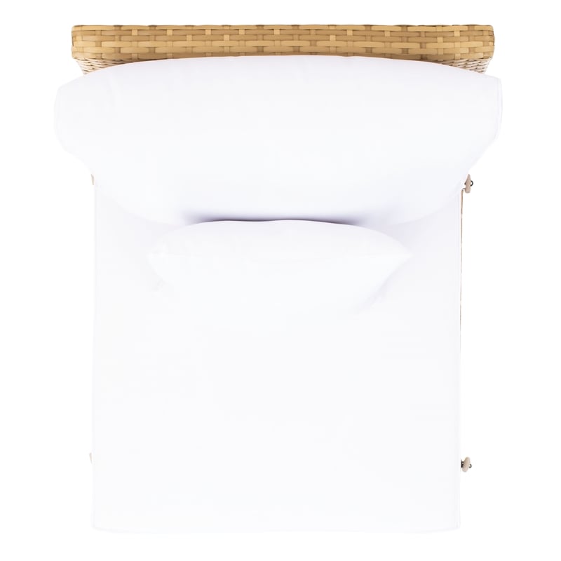Safavieh Pramla Wicker and Rattan Sette w/Ottoman in Natural / White