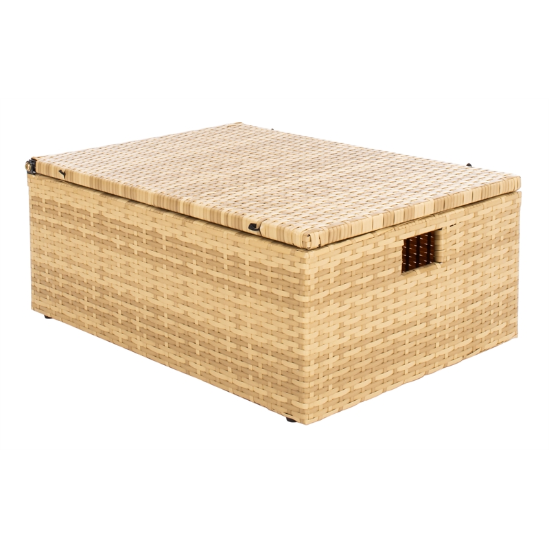 Safavieh Pramla Wicker and Rattan Sette w/Ottoman in Natural / White