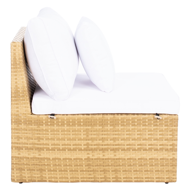 Safavieh Pramla Wicker and Rattan Sette w/Ottoman in Natural / White