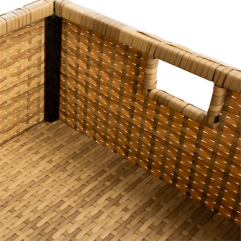Safavieh Pramla Wicker and Rattan Sette w/Ottoman in Natural / White