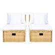 Safavieh Pramla Wicker and Rattan Sette w/Ottoman in Natural / White